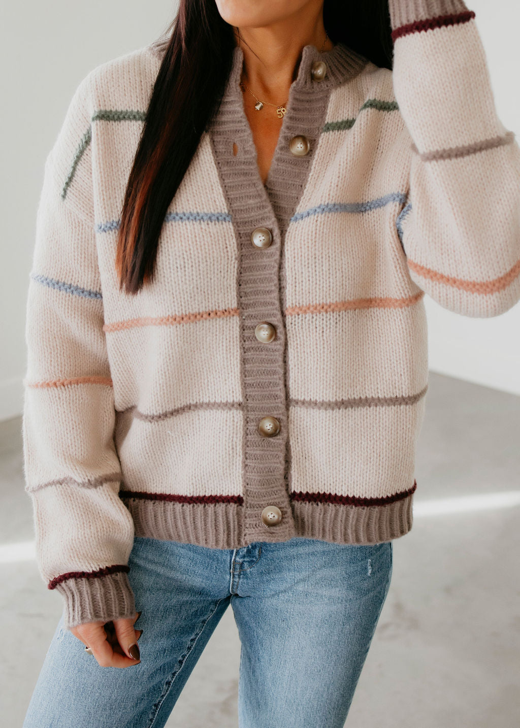 Mayson Striped Button Down Cardigan