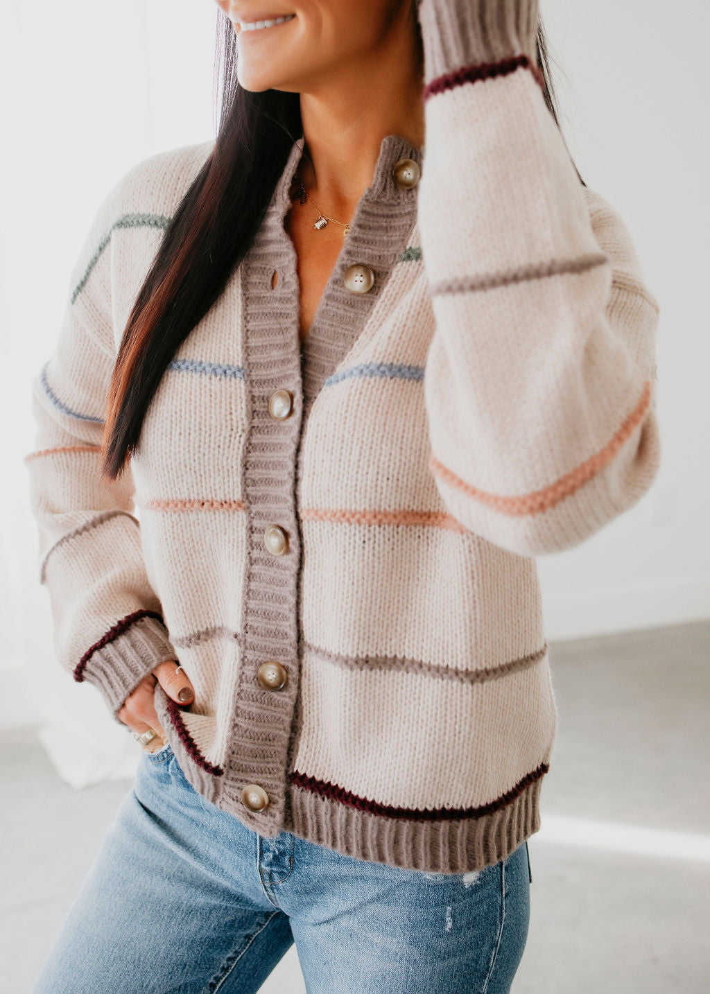 Mayson Striped Button Down Cardigan