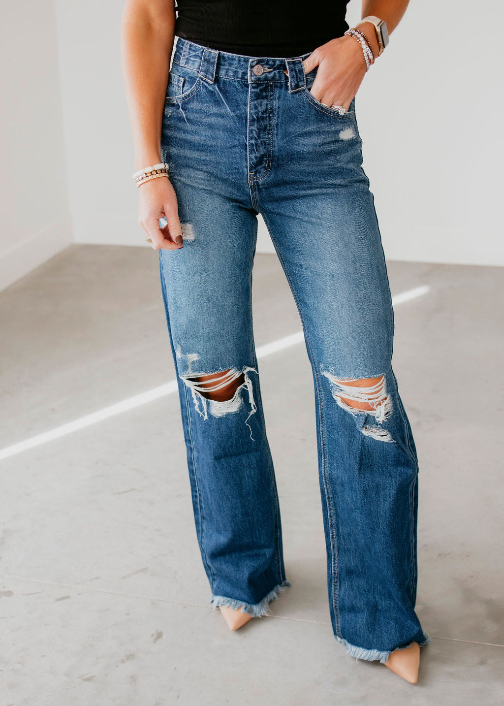 image of Mikayla KanCan Fray Hem Flare Jean