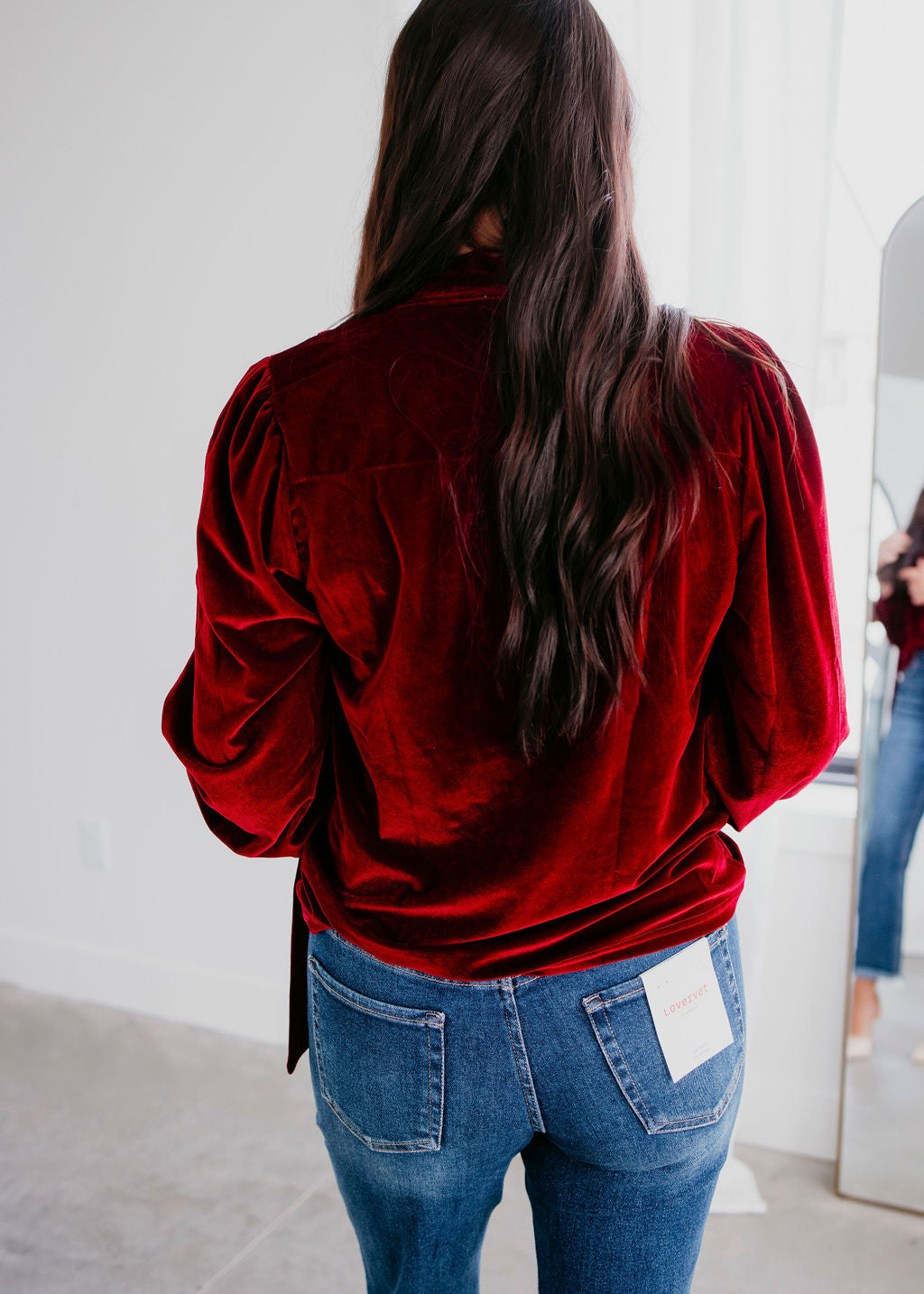 Drue Bow Tie Velvet Blouse