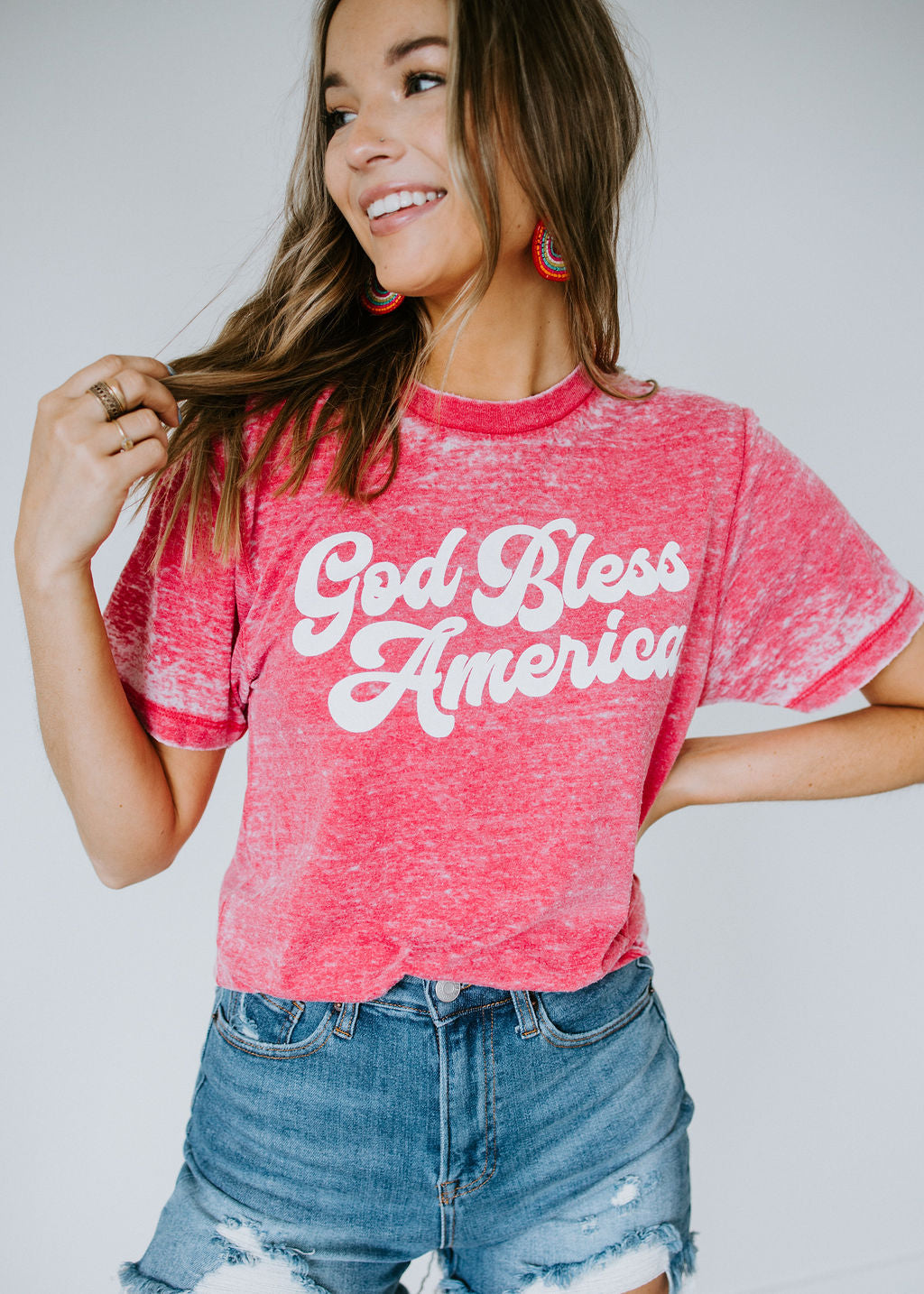 Curvy God Bless America Burnout Tee