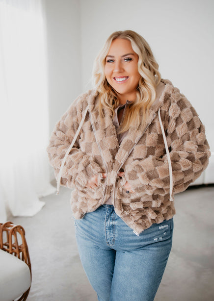 Izzie Checkered Sherpa Hoodie