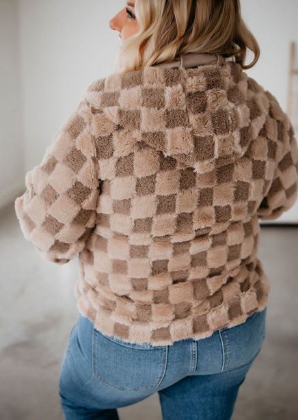 Izzie Checkered Sherpa Hoodie