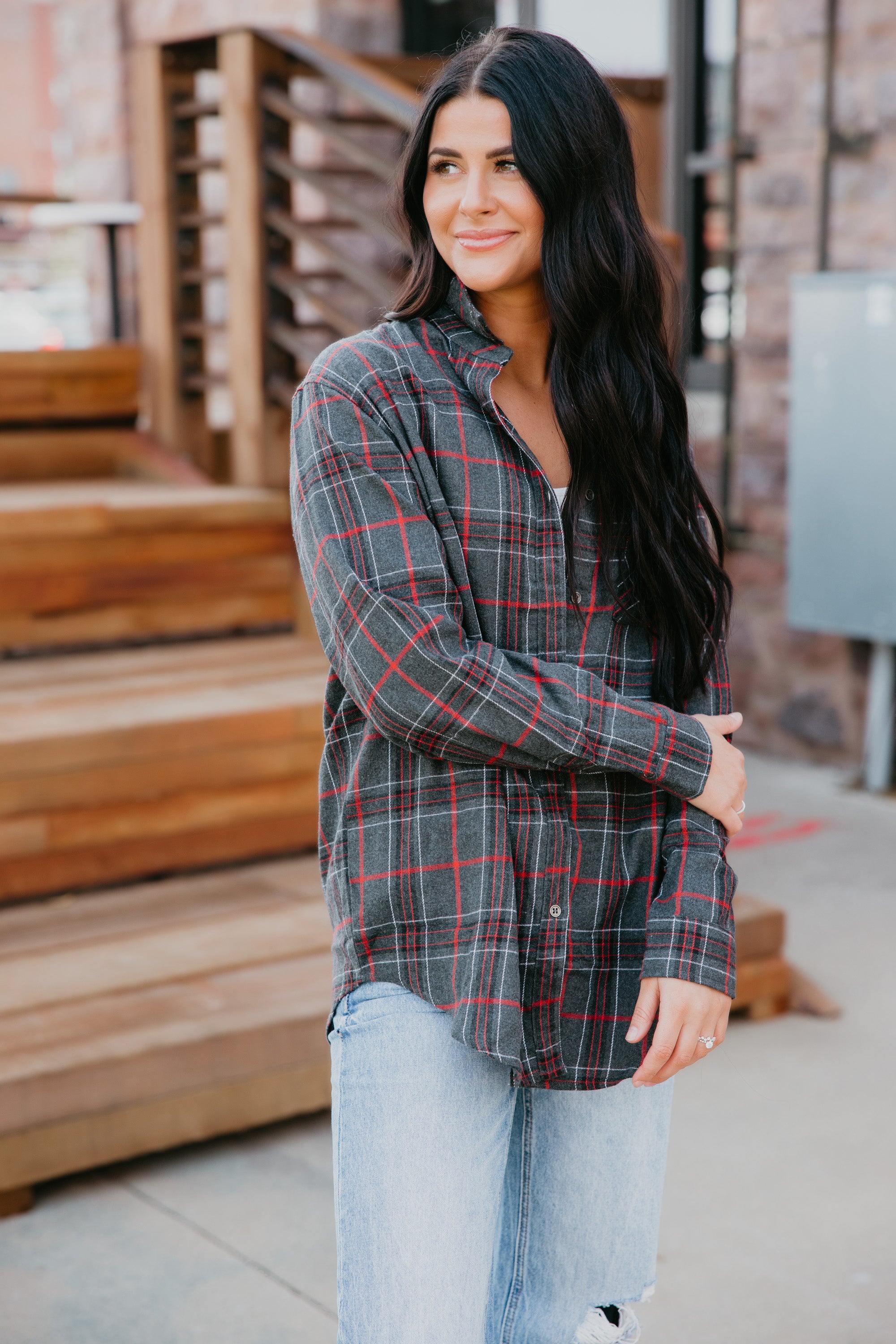 image of Beatrice Oversized Plaid Top