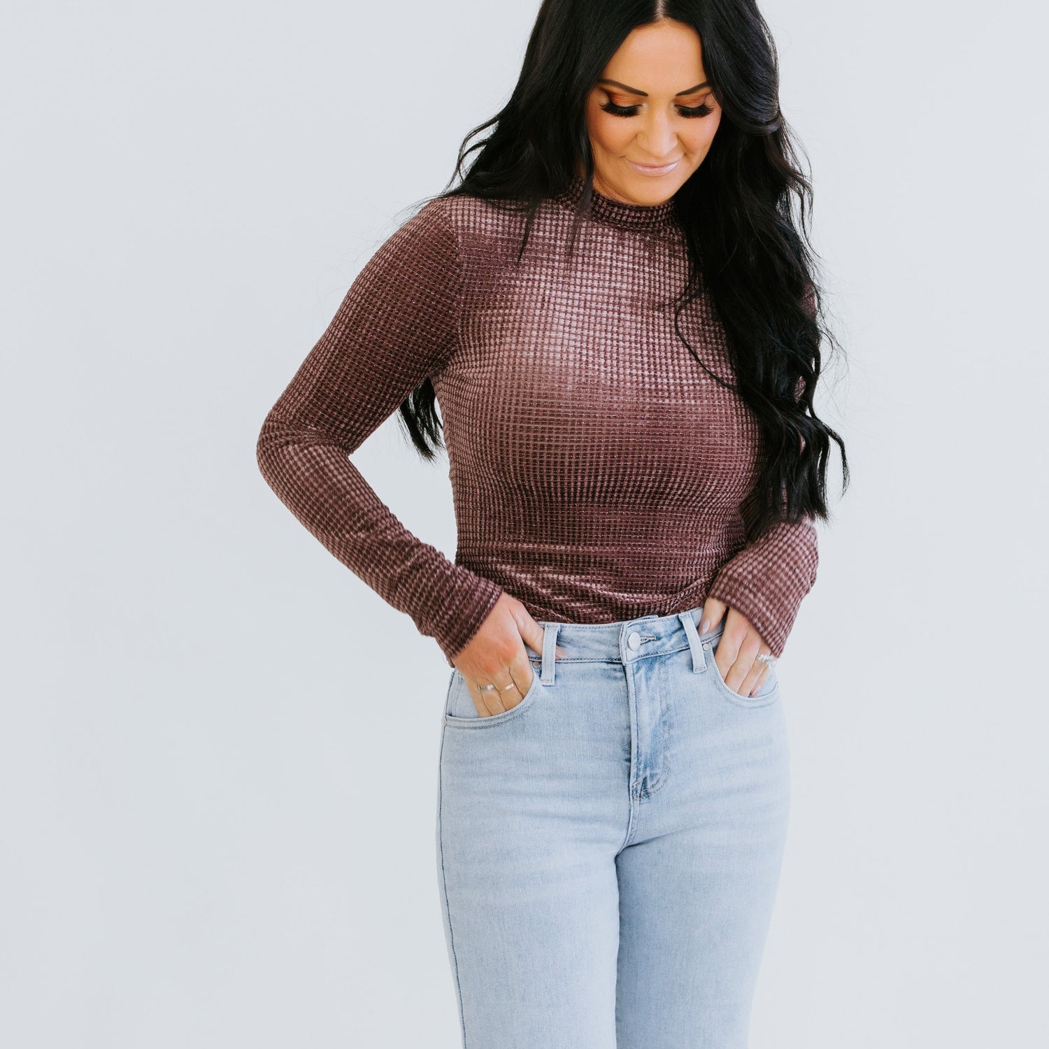 Evan Velvet Mock Neck Top