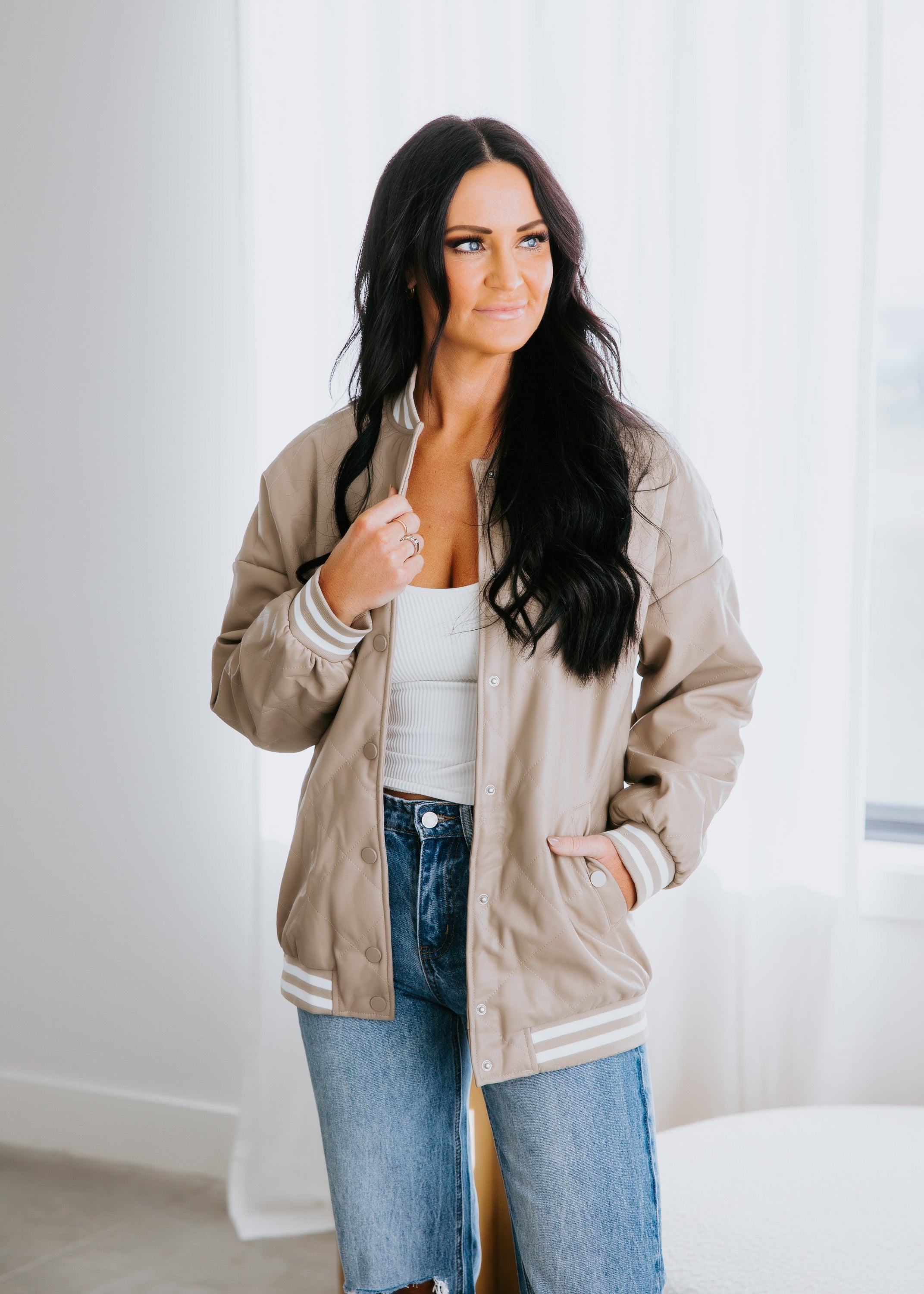 image of Emmie Quilted Bomber Jacket