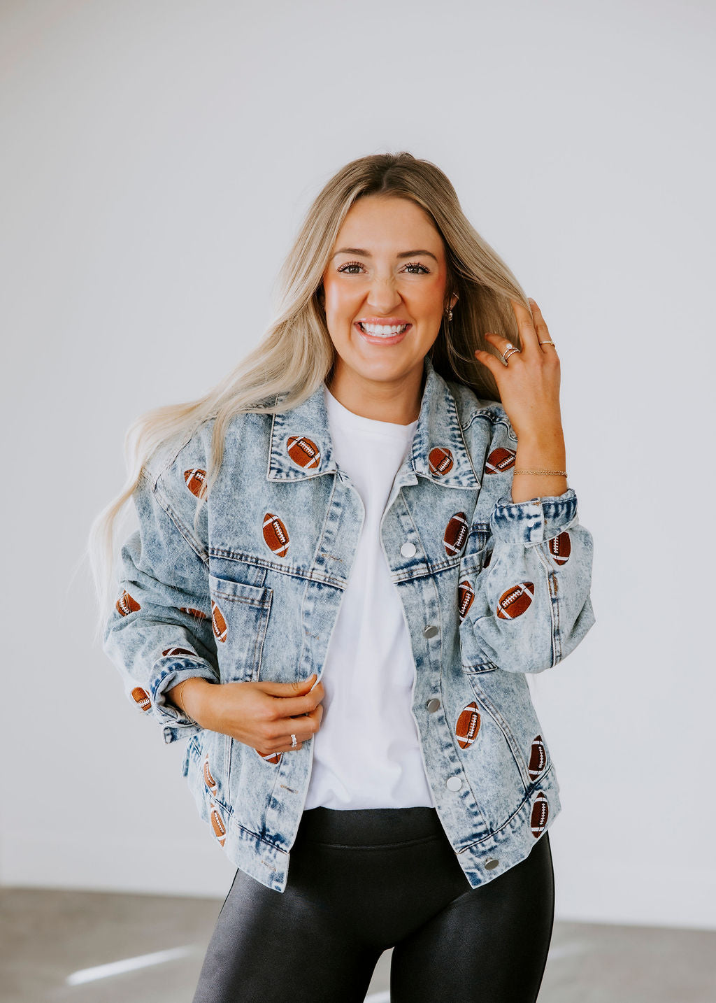 Football Embroidered Denim Jacket