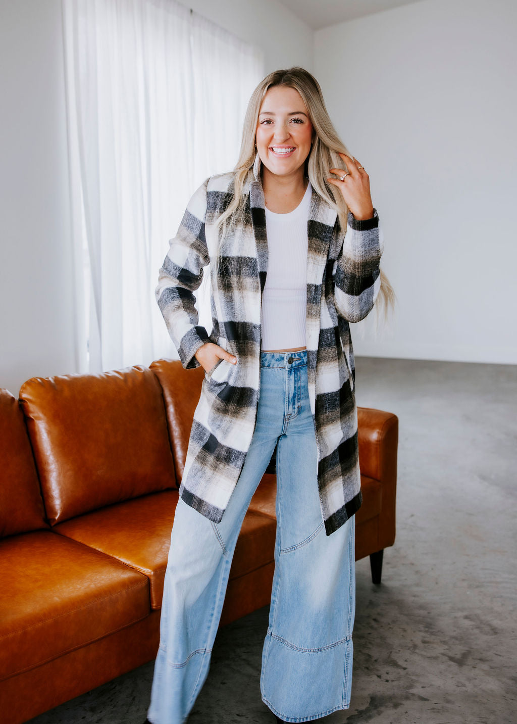 Nichole Plaid Midi Coat