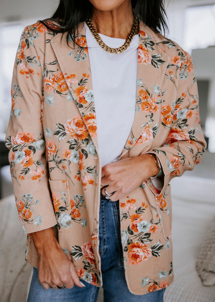 Janae Floral Print Denim Blazer product view