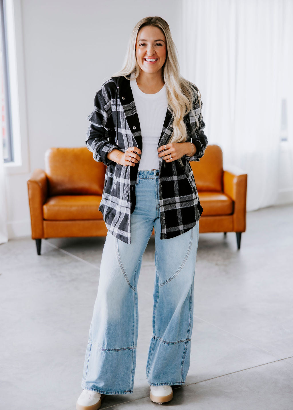 Colman Hooded Plaid Shacket