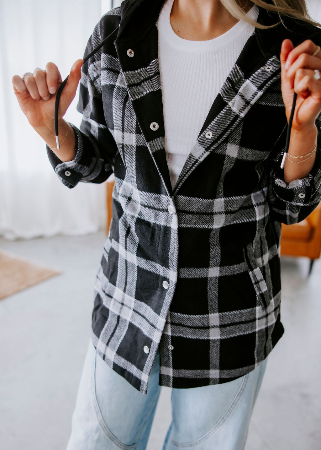 Colman Hooded Plaid Shacket