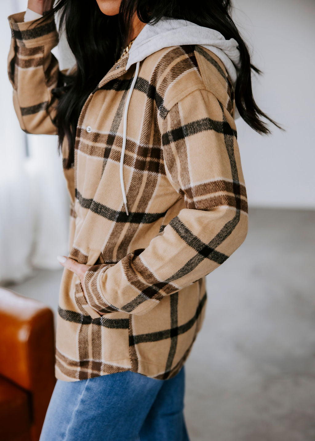 Colman Hooded Plaid Shacket