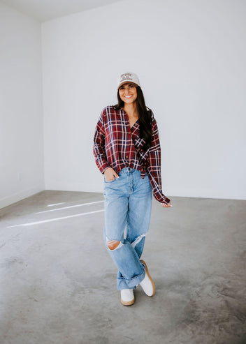 Dylan Plaid Button Down Top