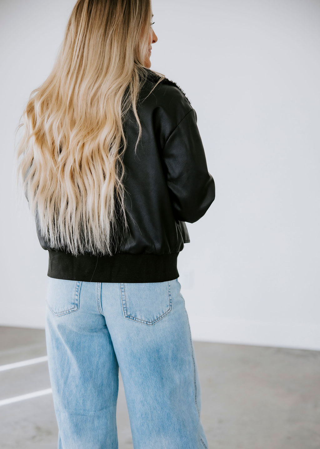 Anthony Faux Leather Bomber Jacket