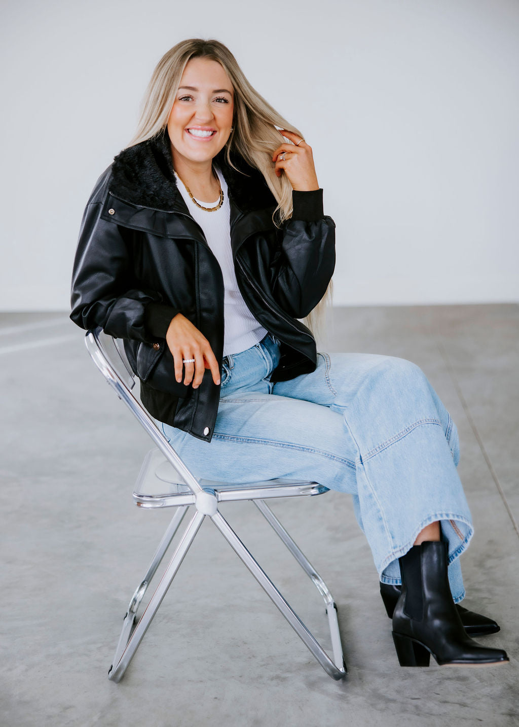 Anthony Faux Leather Bomber Jacket