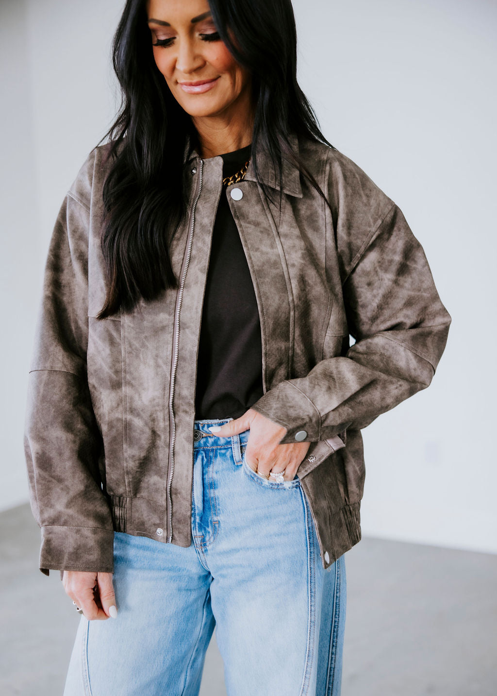Wilson Faux Leather Bomber Jacket