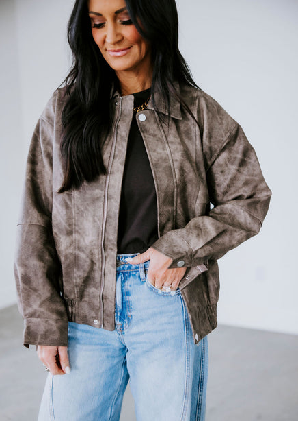 Wilson Faux Leather Bomber Jacket product view
