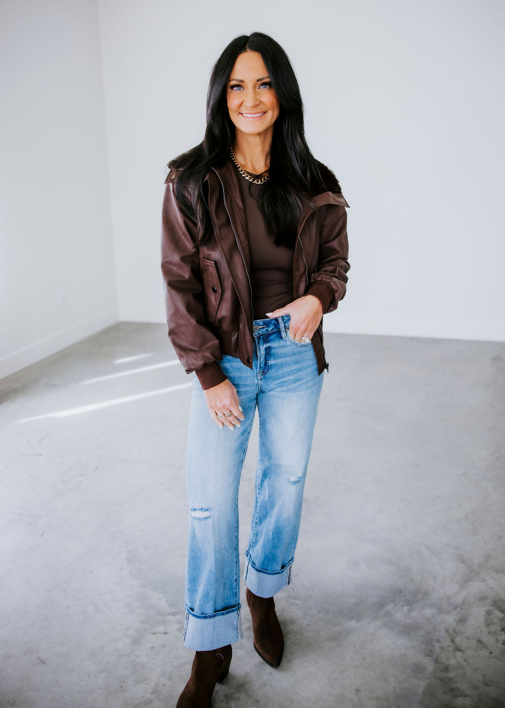 Anthony Faux Leather Bomber Jacket