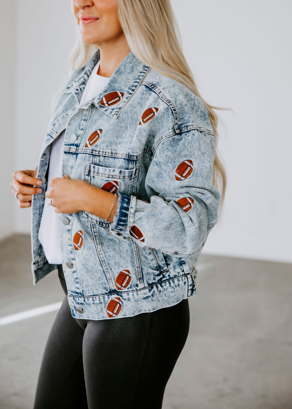 Football Embroidered Denim Jacket
