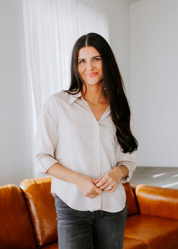 Melina Pinstripe Button Down Top