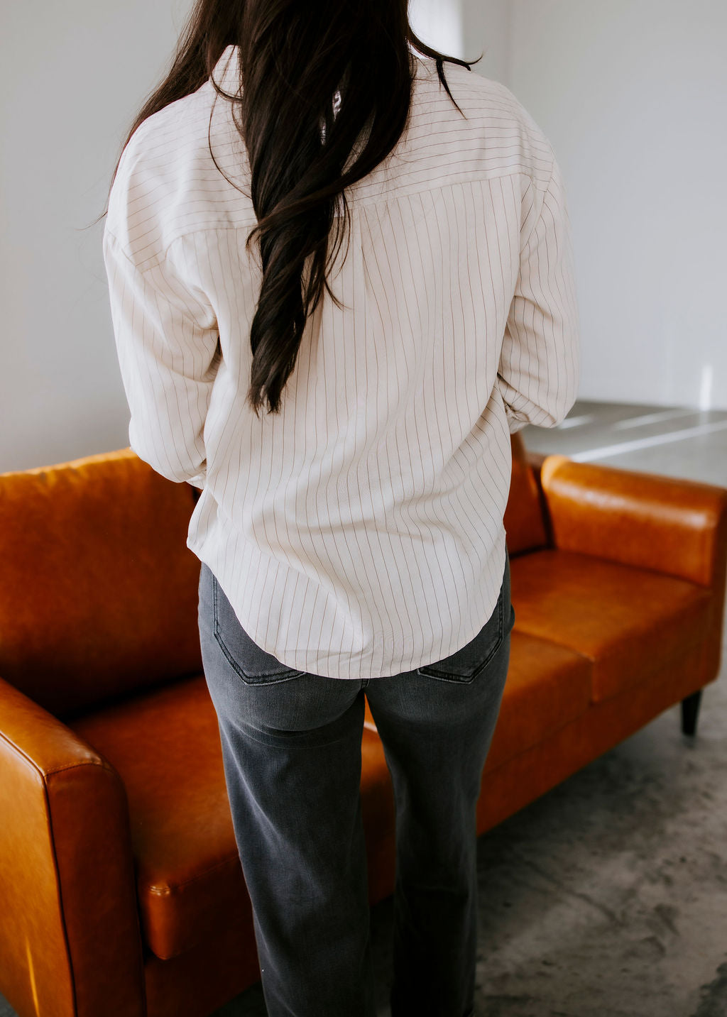 Melina Pinstripe Button Down Top