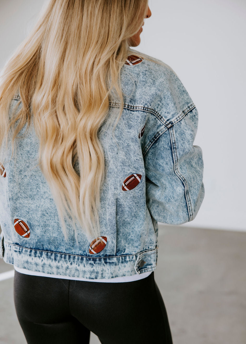 Football Embroidered Denim Jacket