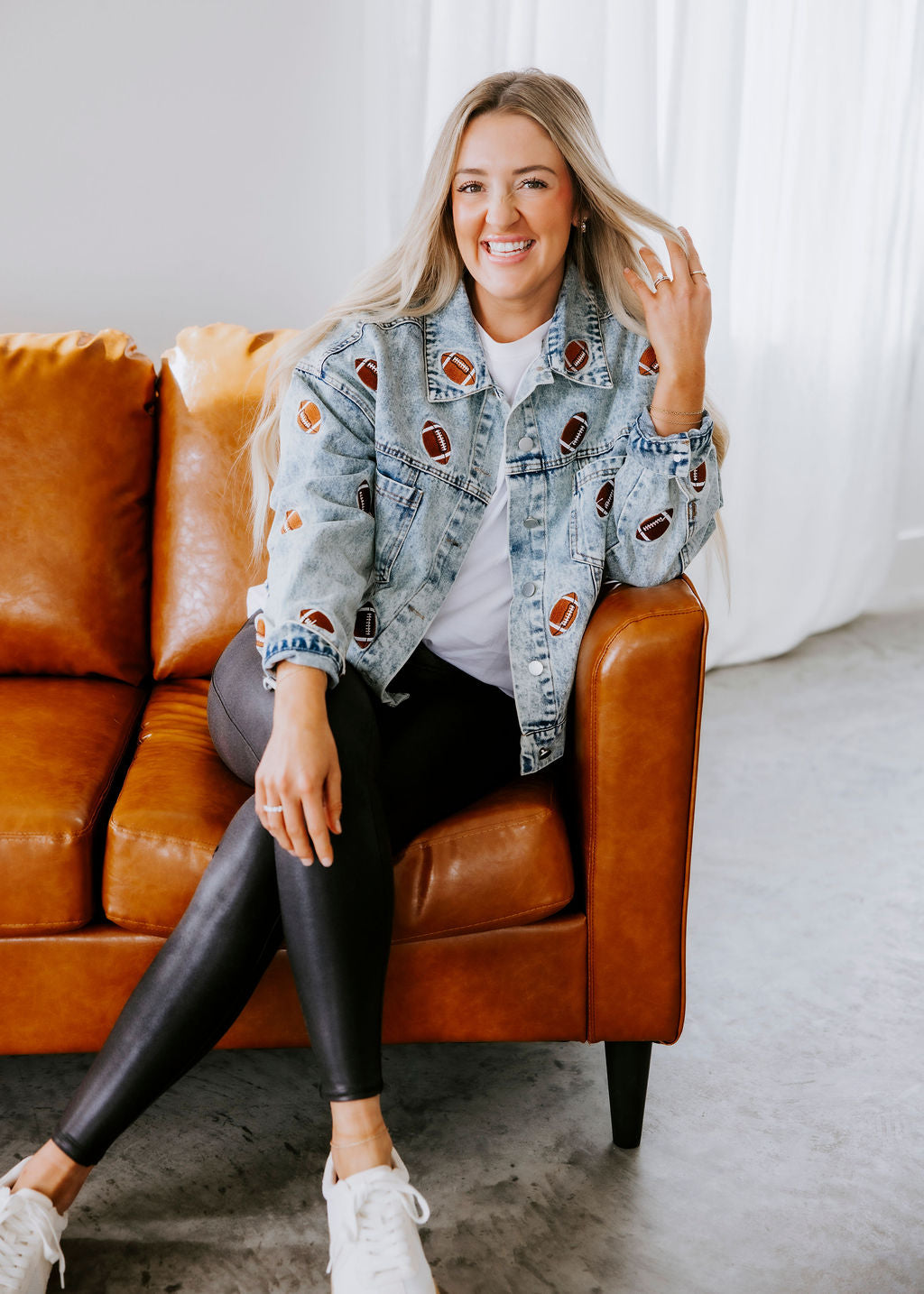 Football Embroidered Denim Jacket