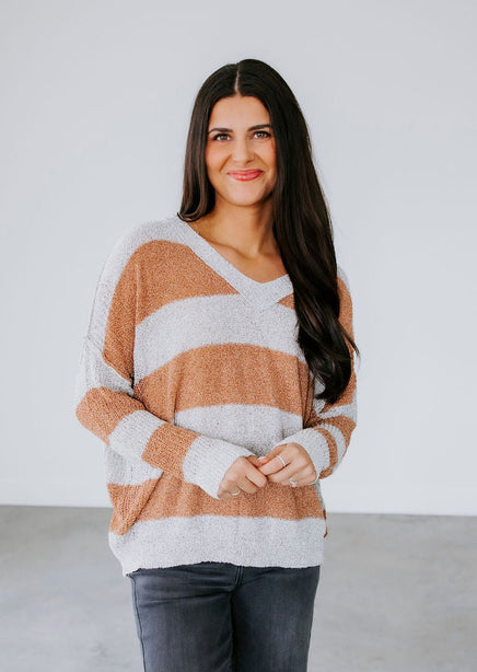Kynzlee Striped V Neck Sweater product view