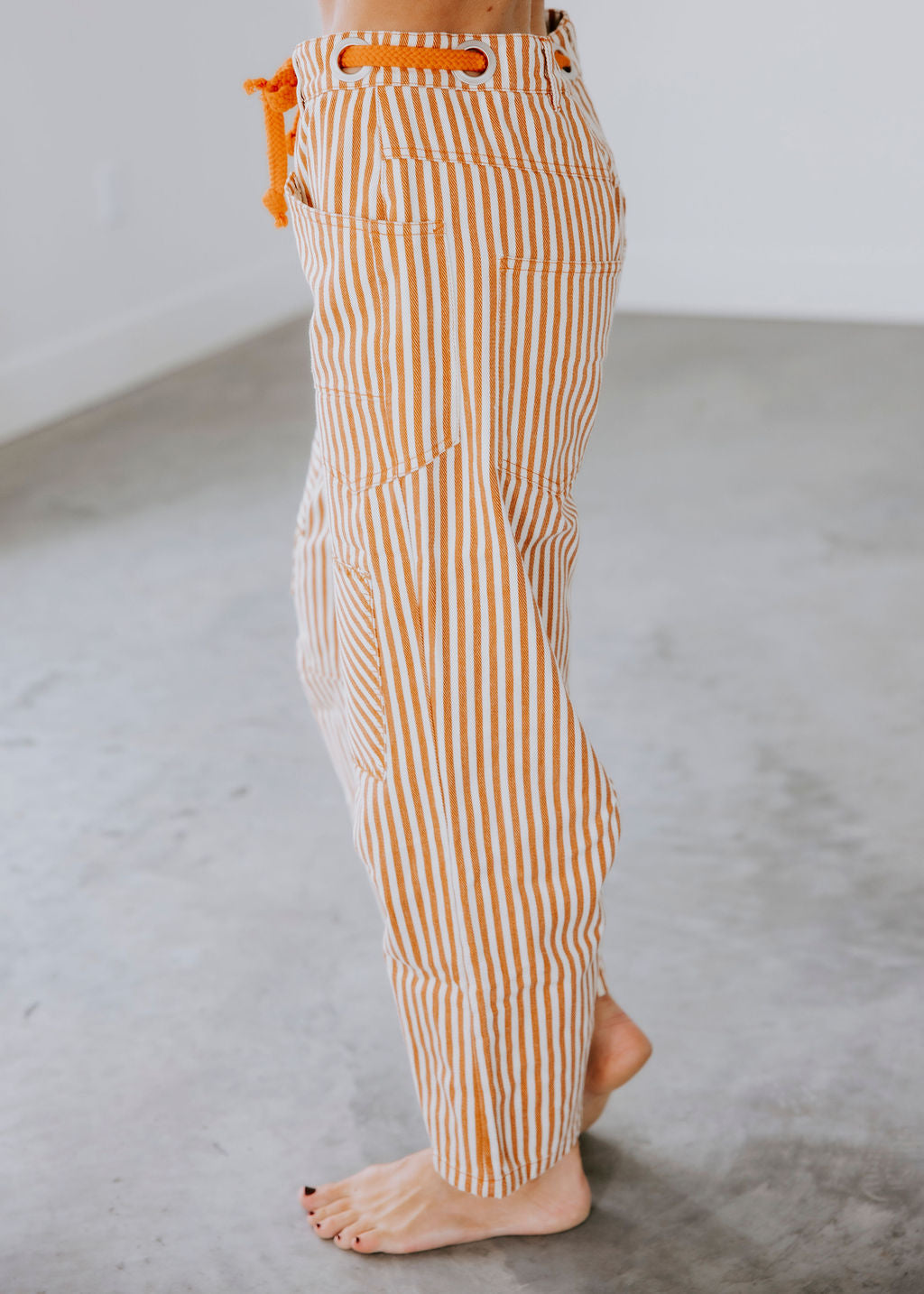Ronnie Striped Twill Barrel Pants