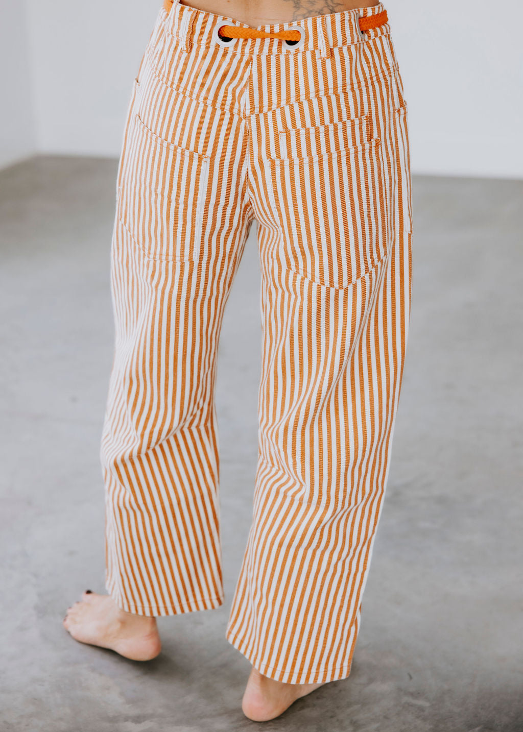 Ronnie Striped Twill Barrel Pants