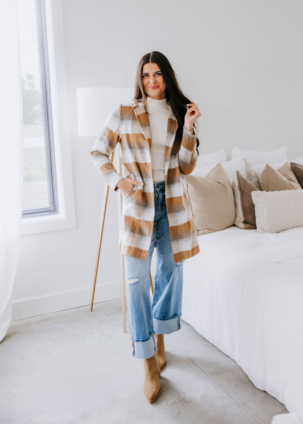 Nichole Plaid Midi Coat