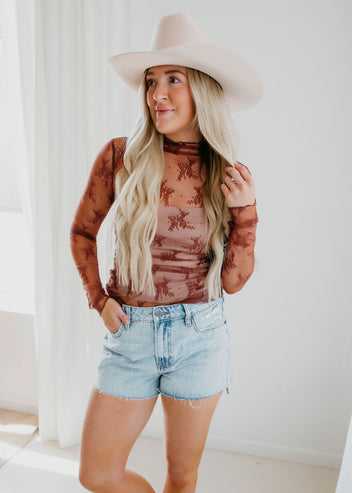 Elaina Mesh Long Sleeve Top