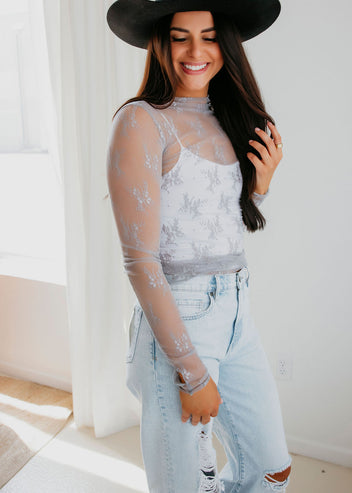 Elaina Mesh Long Sleeve Top