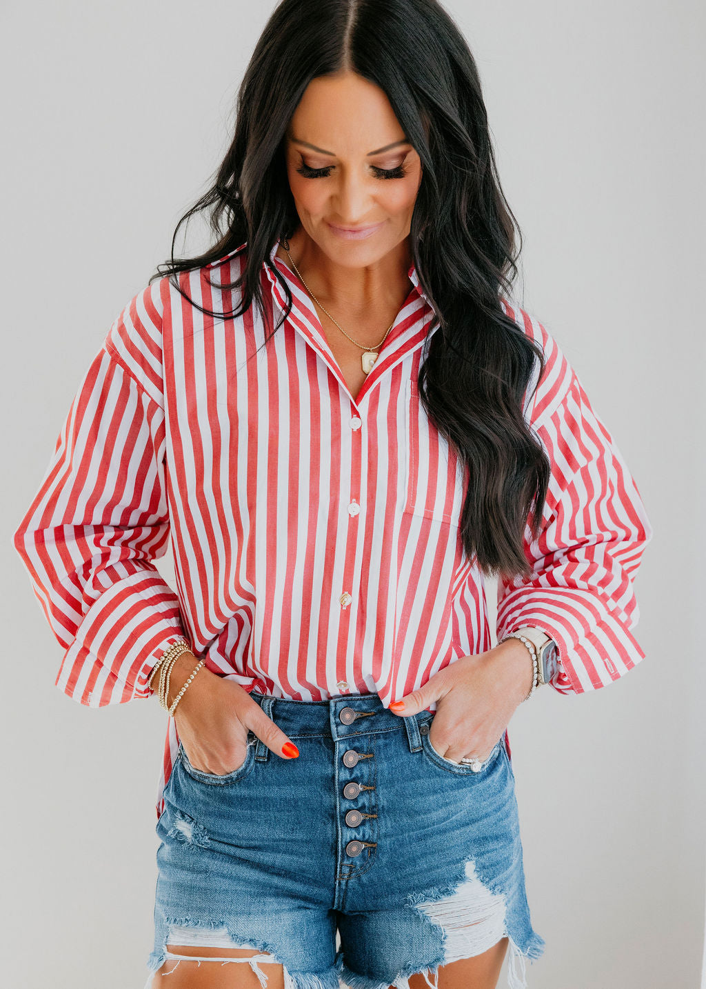 Gabriel Striped Button Down Top