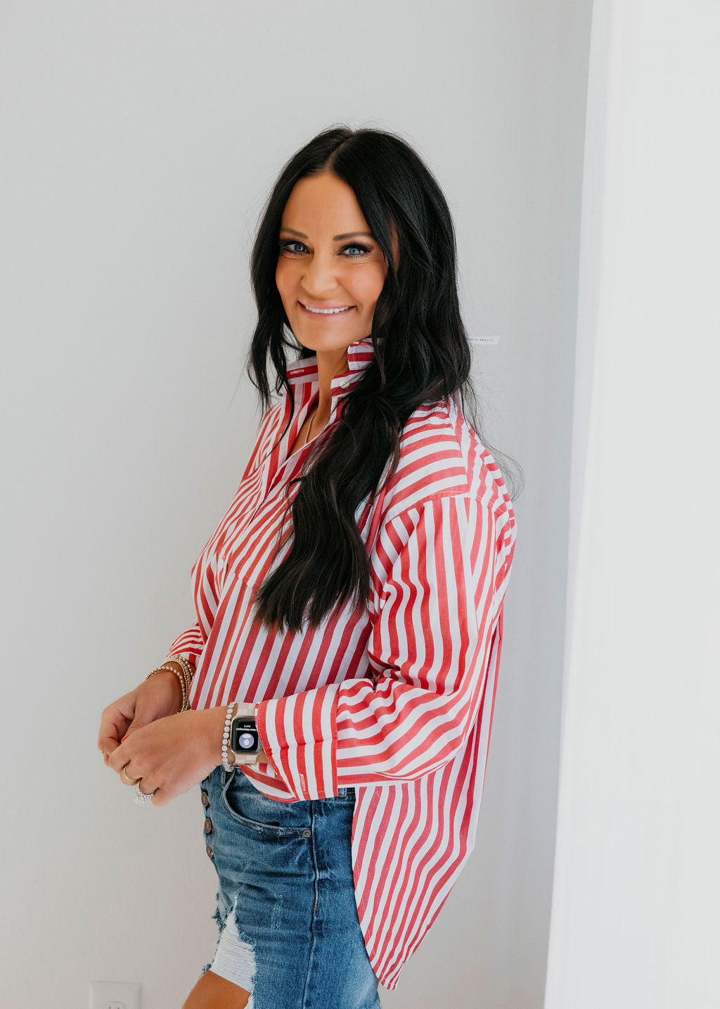 Gabriel Striped Button Down Top