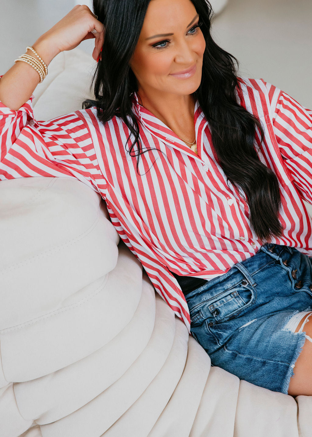 Gabriel Striped Button Down Top