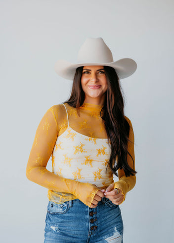 Elaina Mesh Long Sleeve Top