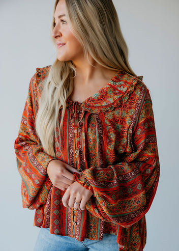 Lolly Printed Button Down Blouse