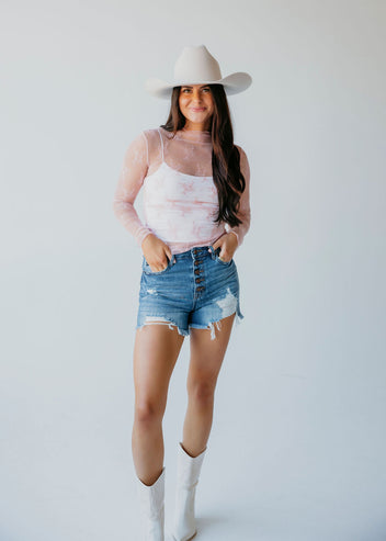 Elaina Mesh Long Sleeve Top