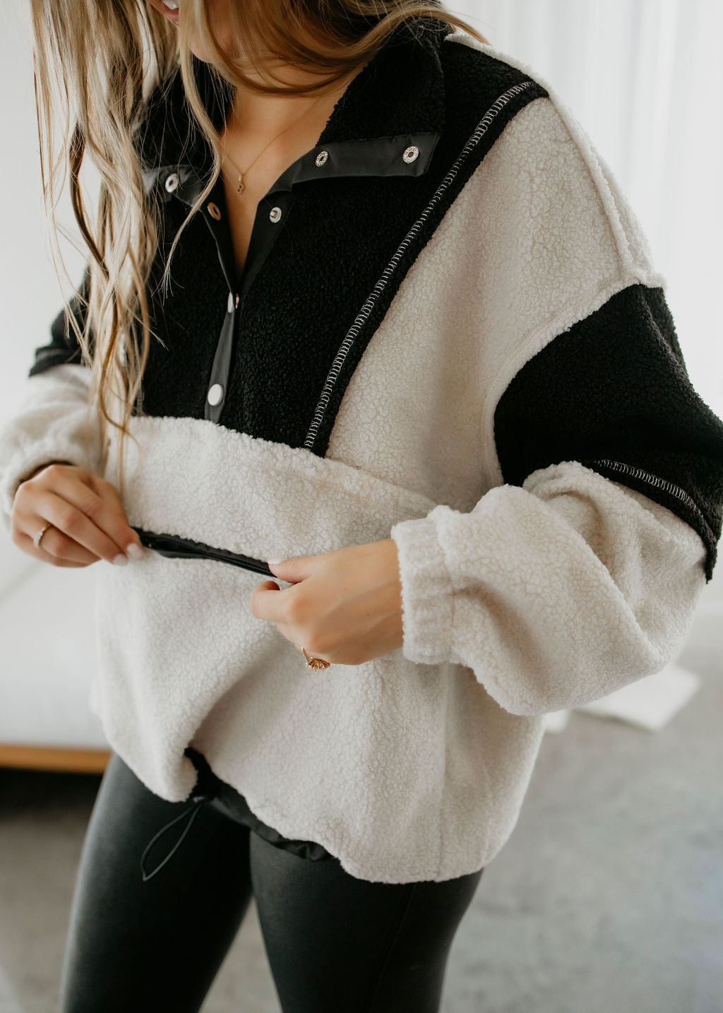 Jackey Sherpa Color Block Pullover