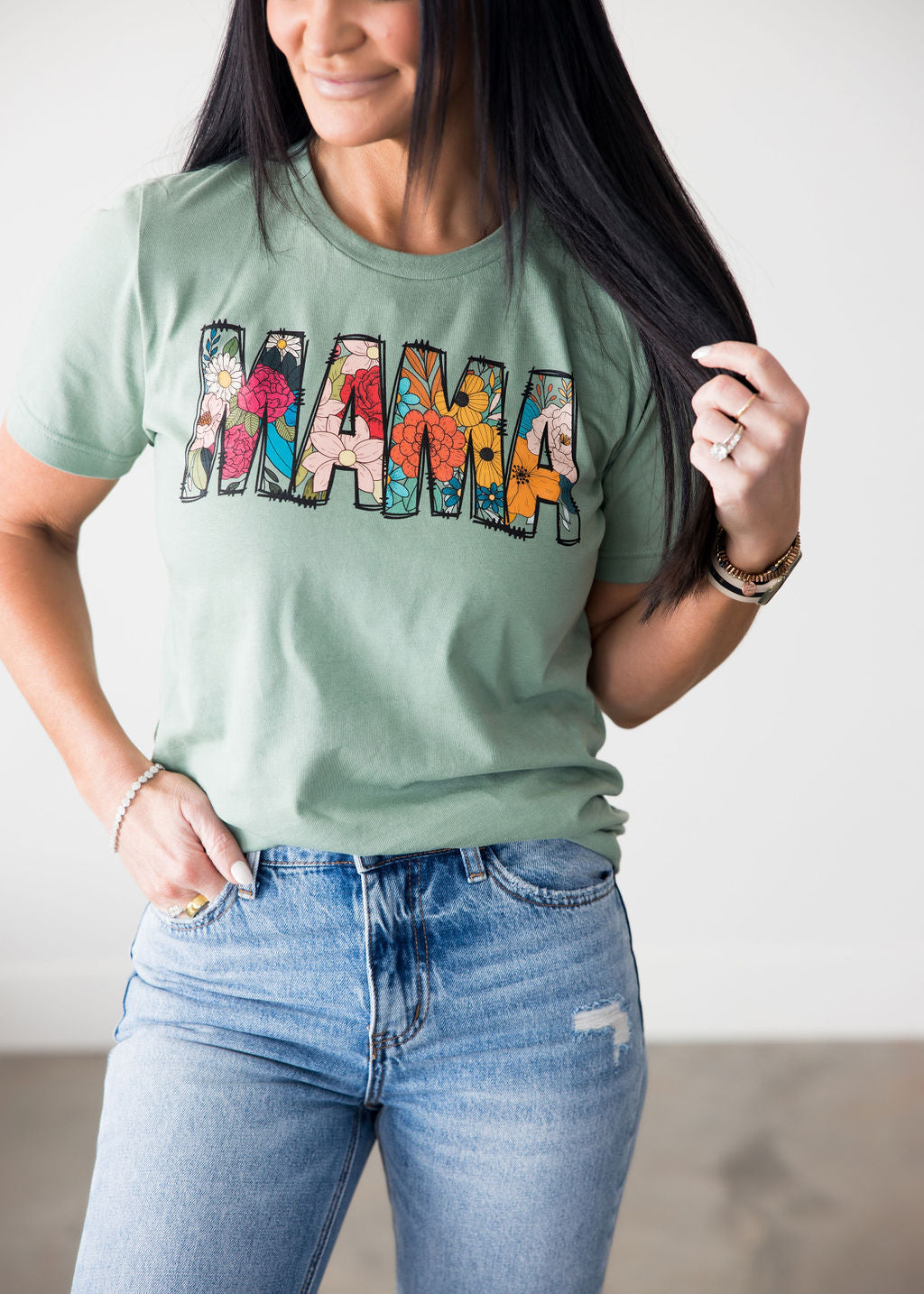 image of Mama Floral Graphic Tee