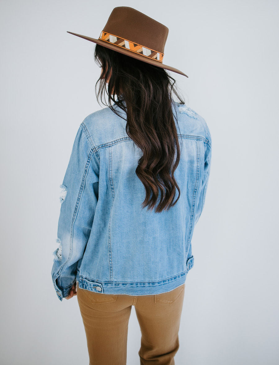 Curvy Zamora Distressed Denim Jacket