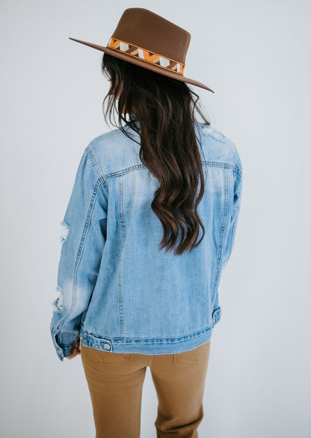 Curvy Zamora Distressed Denim Jacket