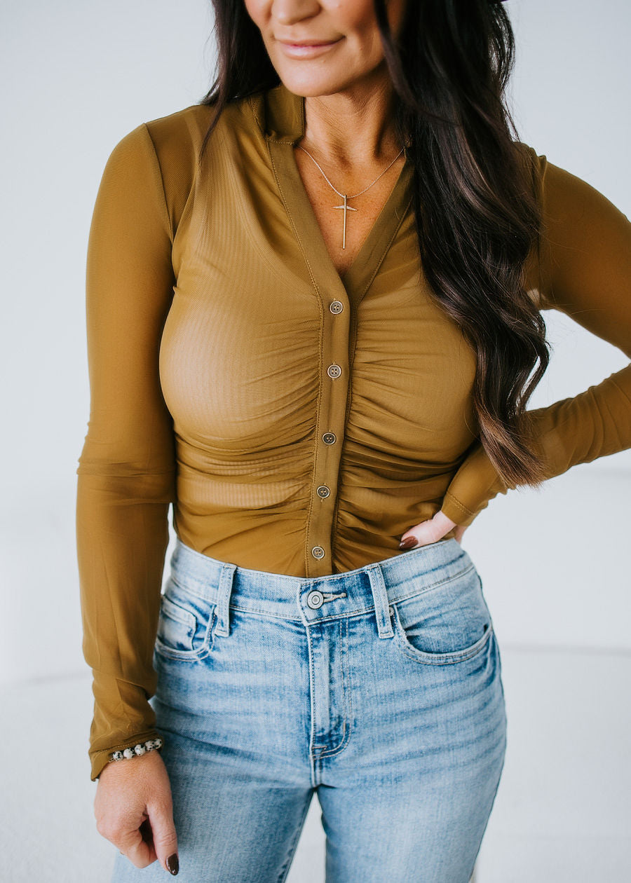 Mollie Mesh Ruched Top