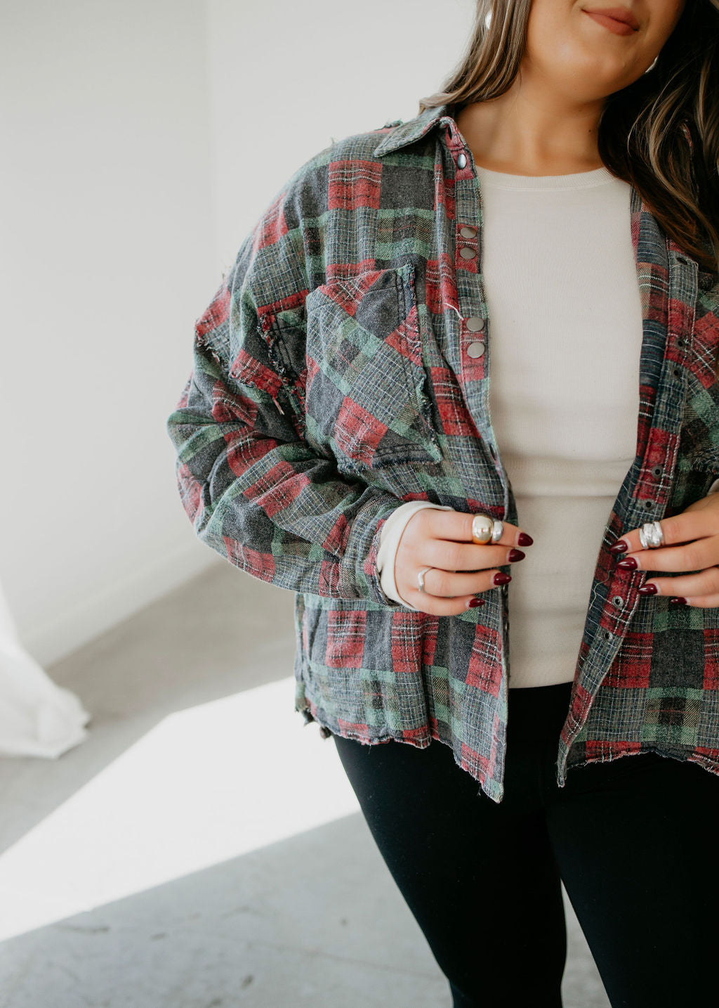 Jessa Patchwork Plaid Top