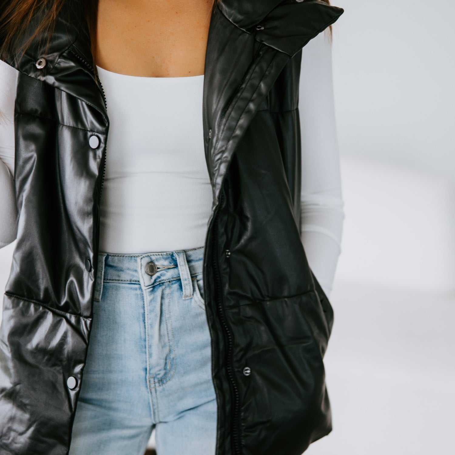 Franklyn Faux Leather Puffer Vest