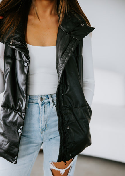 Franklyn Faux Leather Puffer Vest