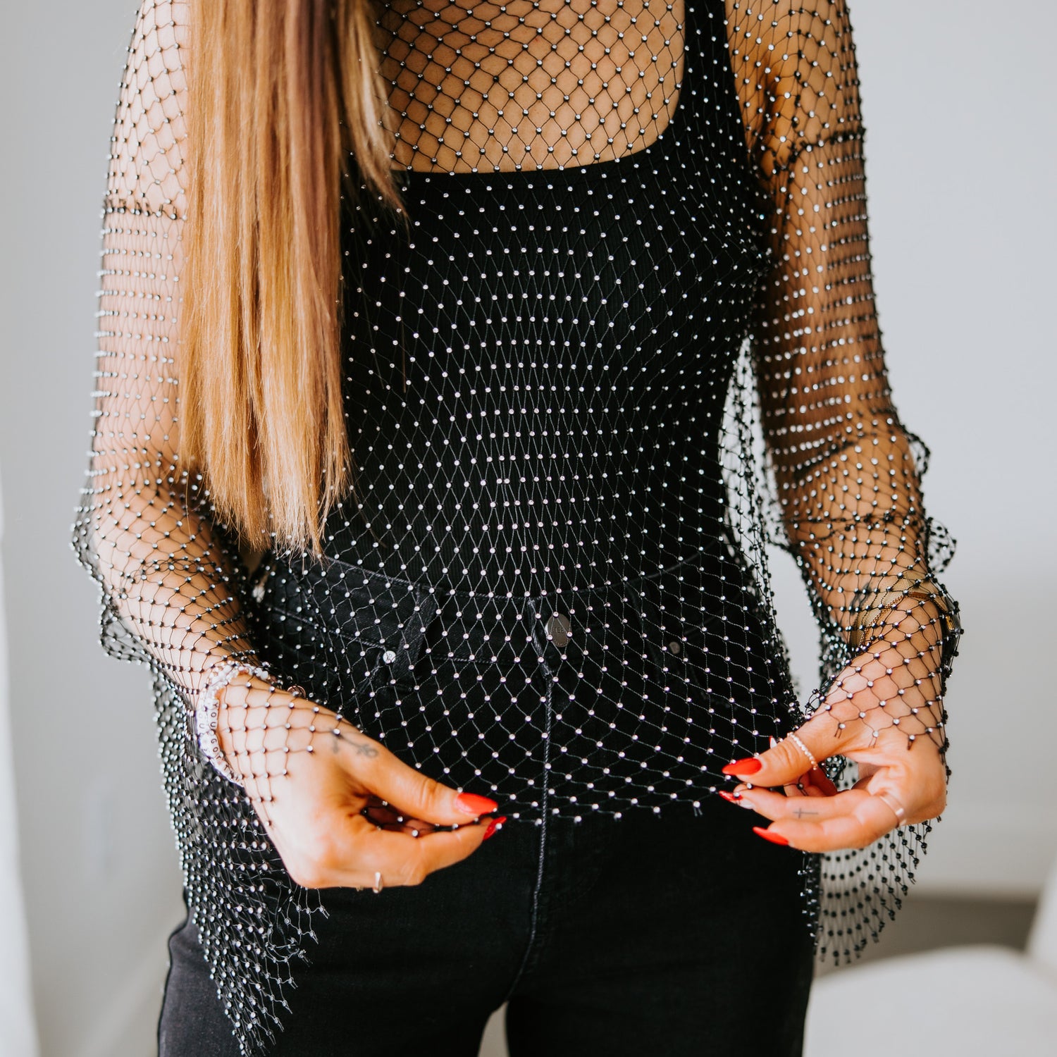 Veruca Rhinestone Fishnet Top