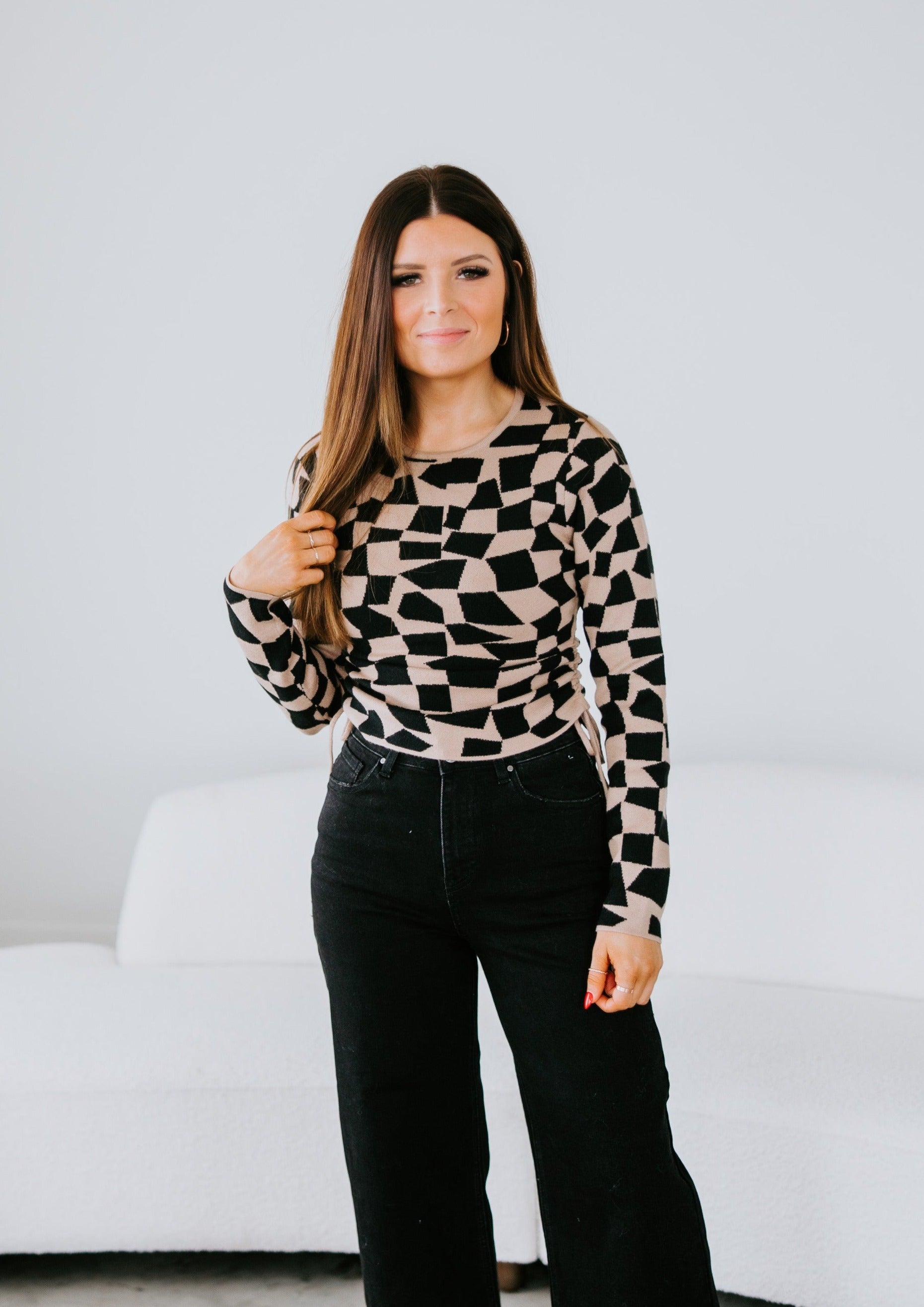 image of Nya Checkered Knit Top