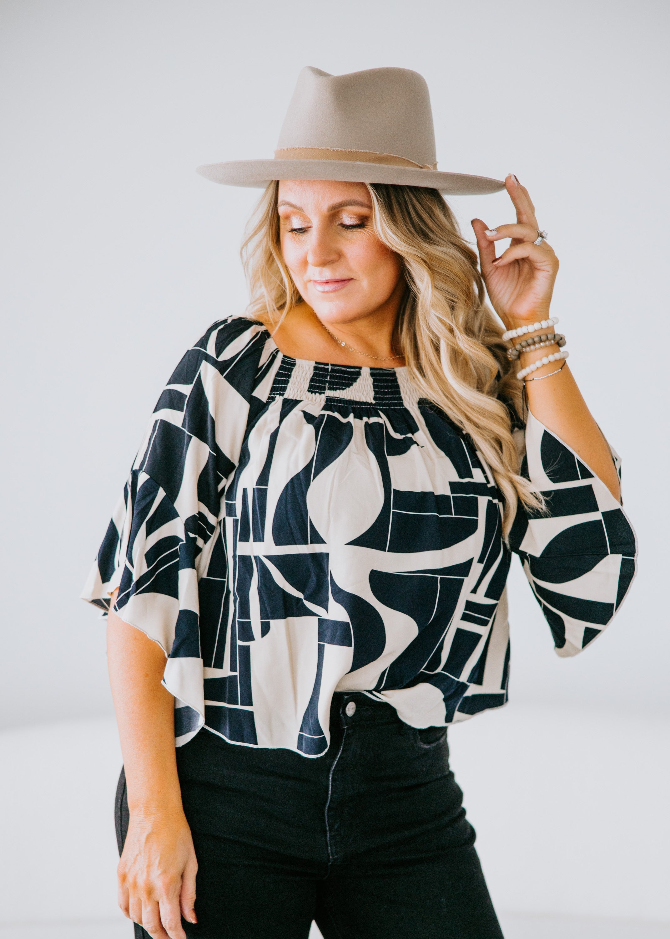 image of Harvey Abstract Print Blouse
